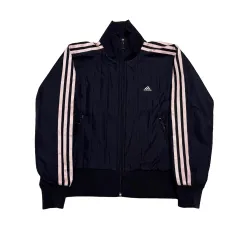 85 アディダス ピンク 3本線 ネイビー ダウン トラックジャージ トップス