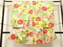 平和屋着物[]七五三　女の子　７歳　祝着　四つ身　御所車花文　金彩　逸品　DAAY3329ma