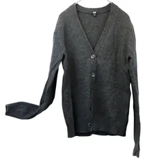L【ウール混 | UNIQLO / ユニクロ 】Vネック カーディガン ニット グレー 仕事着 定番 長袖 秋冬 S138