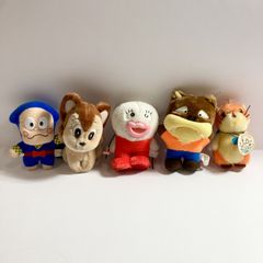 Rare Showa Anime Plush Toys (5-piece set) Hattori-kun, Obake no Q-taro, Kaibutsu-kun, Lucy of the Southern Rainbow, Jungle Emperor Leo, As-Is, 0.2kg
