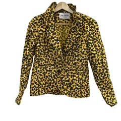 JUN ASHIDA(ジュンアシダ) ジャケット サイズ7 S レディース美品  - オレンジ×黒×ネイビー 長袖/ドット柄/春/秋