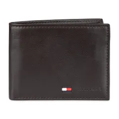 Tommy Hilfiger Men's Leather Wallet - Bifold Trifold Hybrid Flip Pocket Extra Capacity Casual Slim Thin for Trav [ブラウン] [One Size]