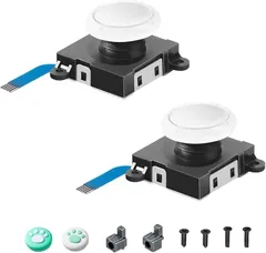 Lusflar Switch ジョイコン修理パーツ NS Joy-con対応 コントロール 右／左 専用修理キット ジョイスティック 親指キャップ コントローラー修理 交換用 使いやすい 社外品 (White)