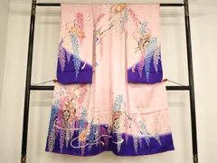 平和屋着物[]七五三　女の子　７歳　祝着　四つ身　駒刺繍　御所車花文　暈し染め　金彩　逸品　AABE2136ja