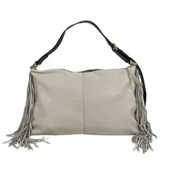 All Saints(オールセインツ) ショルダーバッグ - アイボリー×黒 フリンジ レザー