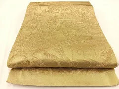 平和屋着物◎六通柄袋帯　御所解風景文　金糸　正絹　逸品　BAAV7822yc