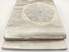 平和屋着物◎六通柄袋帯　唐織　正倉院花文　銀糸　正絹　逸品　BAAV7837yc