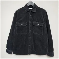 ザラ コーデュロイ キルティング ダウン シャツジャケット ブラック 95