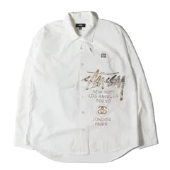 STUSSY ステューシー シャツ ホワイト 白 サイズ:M | 近年モデル | ワールドツアー 転写プリント コットン ボタンシャツ (WORLD TOUR SHIRT) | トップス カジュアルシャツ 長袖【メンズ】【中古】