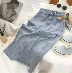 スプリット Aラインデニムスカート (T)