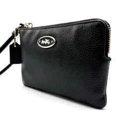 【良品】 COACH コーチ ハンドバッグ クラッチバッグ ポーチ レザー 革 ブラック 黒 ユニセックス 男女兼用 メンズ レディース