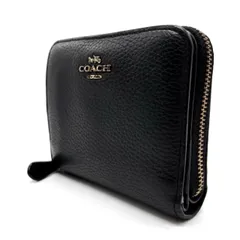 【良品】 COACH コーチ 折り財布 小銭入れ ウォレット レザー 革 ブラック 黒色 ユニセックス 男女兼用 メンズ レディース