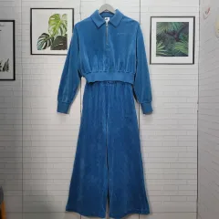 NIKE ナイキ 上下セット ゴージ ツアーベルベット ハーフジップ 長袖 クロップド ワイド パンツ S M サイズ