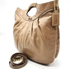 【良品】 coach コーチ 2way ショルダーバッグ ハンドバッグ サークル ベージュ オールレザー