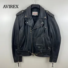 AVIREX Pコート＋ダブルライダース 牛革切替 ブラック　ワッペン　XL AVIREX（アヴィレックス） 革ジャン ライダース 「直営店限定」AGED
