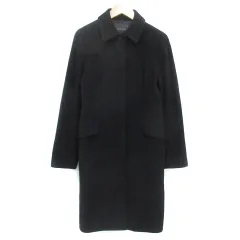 ペイトンプレイス PEYTON PLACE ステンカラーコート ロング丈 シングルボタン アンゴラ ウール混 9 黒 ブラック /FF2