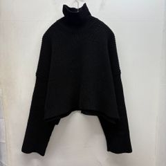 BALENCIAGA バレンシアガ Oversized Cropped Ribbed Wool-blend Turtleneck Knit タートルネックニット 長袖セーター ブラック 682002 T3227 BALENCIAGA バレンシアガ Oversized Cropped Ribbed Wool-blend
