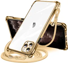 iPhone 11 Pro Max 用 ケース クリア ショルダー iphone11pro max スマホケース アイフォン11ProMax カバー 肩掛け 斜めかけ 縄掛けケース 透明 TPU 薄型 軽量 耐衝撃 紐付き 斜めがけ 織りストラップ付き ネック