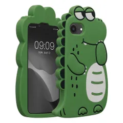 kwmobile Apple iPhone 16e対応 ケース - スマホカバー - 携帯 シリコン 保護ケース キュートな恐竜デザイン 黒色/白色/緑色 対応