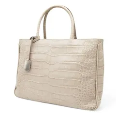 FURLA フルラ トートバッグ ハンドバッグ クロコ型押し レザー 本革 チャーム ロゴプレート アイボリー 上品 高級感 ビジネス 通勤通学