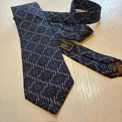フェンディ ネクタイ FFロゴ ズッカ柄 ネイビー シルク フェンディ ズッカ柄総柄デザイン　【NO.295-1】