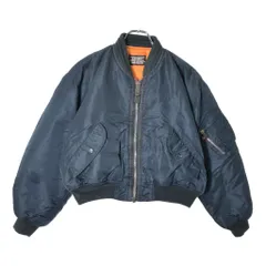 Schott ショット MA-1 フライトジャケット ミリタリー ネイビー(メンズ LARGE)中古 古着 V8602のサムネイル