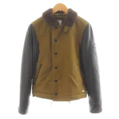 クライミー CRIMIE デッキジャケット 袖レザー 切替 裏地ヒョウ柄 レオパード 裏ボア ロゴ アウター S カーキ 黒 ブラック CIH5-JK10 /AN41