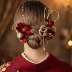 成人式　卒業式　袴　髪飾り　ヘッドドレス　着物　金箔　赤金ゴールド　振袖水引卒業式リボン　ヘアパーツ　卒園式　大学