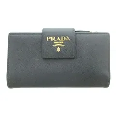 プラダ PRADA 財布 二つ折り サフィアーノレザー 黒 ブラック /UO