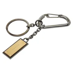 ドルチェアンドガッバーナ ロゴプレート キーホルダー バッグチャーム ブラック ゴールド メッキ メンズ DOLCE&GABBANA【1-0247774】