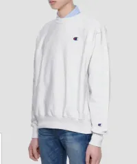 海外Mサイズ新品チャンピオン リバースウィーブ スウェット クルー スウェットシャツ シルバーグレー 起毛