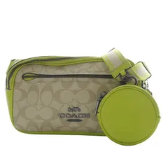 コーチ COACH エリアス ベルト バッグ・カラーブロック シグネチャー キャンバス ボディバッグ ショルダーバッグ 斜め掛け ポーチ付き ライトカーキ イエロー CJ505 /YO4