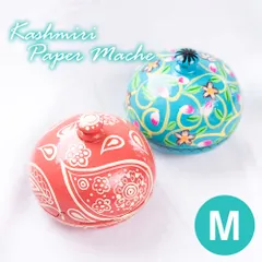 【全2色】カシミールのペーパーマッシュ - 円形　小物入れ[M] / ピルケース 小物入れ カシミール ペーパーマッシュ