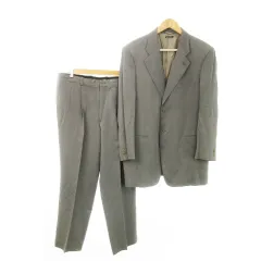 ジョルジオアルマーニ GIORGIO ARMANI シングルスーツ セットアップ 2点セット テーラードジャケット 総裏地 スラックス 地模様 畝 44 XS グレー /MN1 ■GY12