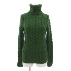 セオリー Theory ニット セーター 長袖 2 M タートルネック ケーブル 厚手 ウール 緑 グリーン /AE