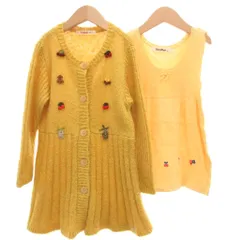 ファミリア Familiar 2点セット カーディガン ニット  ワンピース 飾り 刺繍 120 黄 イエロー /KR