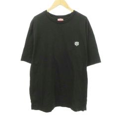켄조 KENZO T 셔츠 반소매 원포인트 로고 화이트 타이거 크루넥 얇은 XL 사이즈 블랙 블랙