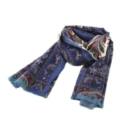 エトロ ETRO ストール シルク混 ペイズリー柄 青 ブルー /TK