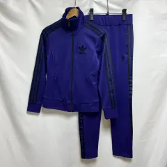 正規品/90 アディダス ヨーロッパ パープルPURPLE セットアップ SET (トラックジャージ ジャージ パンツ)