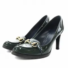 グッチ GUCCI ホースビット パンプス アーモンドトゥ ヒール エナメル 35 緑 グリーン 163386 /AN4 ■GY17 ■MT
