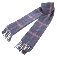 ロキャロン LOCHCARRON 美品 カシミヤ チェック マフラー スコットランド製 パープル ブルー /UO