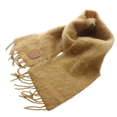 ロエベ LOEWE スカーフ モヘア&ウール マフラー フリンジ 茶色 ブラウン /SR38 ■OH