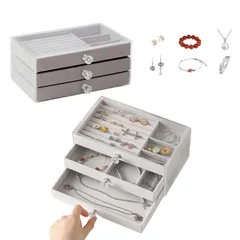 新商品 携帯用 小物入れ 持ち運び 指輪置きジュエリー収納ケース おしゃれ 女性用ジュエリーボックス 取り外し可能なジュエリートレー オーガナイザー プレゼント ネックレス 宝石箱 指輪 ジュエリー収納 イヤリング 透明アクリル ピアス 着脱式の仕切り付き ブ