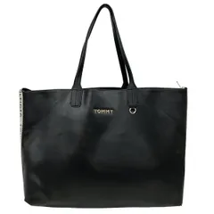 TOMMY HILFIGER(トミーヒルフィガー) トートバッグ - 黒×アイボリー×ゴールド