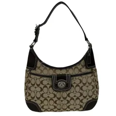 COACH(コーチ) ショルダーバッグ ハンプトンズシグネチャーホーボー F13971 カーキ×ダークブラウン レザー