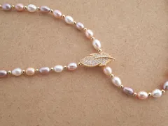 天然淡水パール・キラキラ・ロングネックレス(マルチカラー・ホワイト2色セット)