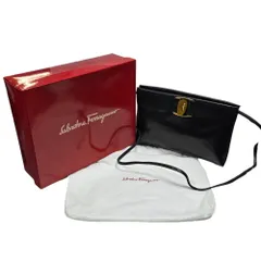 ◆サルヴァトーレフェラガモ Salvatore Ferragamo ショルダーバッグ ヴァラリボン レザー ブラック×ゴールド レディース 中古品 Q103781NH