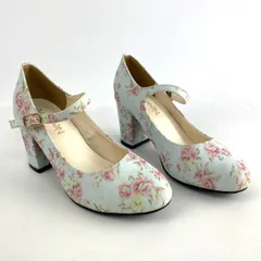 新品 痛くない ストラップ 太ヒール パンプス 花柄 22.5cm 11cmヒール ストーム付 安定感 二重クッション 脱げにくい 歩きやすい 美脚 脚長効果 滑り止め 耐久素材 レディース 人気 定番 上品 快適設計 安心品質 厳選 　脱ぎ履き簡単 かわいい