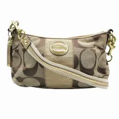 COACH コーチ 2WAY シグネチャー ショルダーバッグ セミショルダー 2WAY 斜め掛け キャンバス ベージュ ゴールド F15111 【中古】