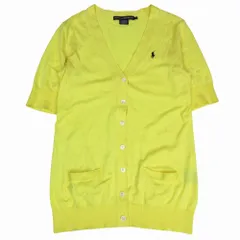 RALPH LAUREN SPORT ラルフローレンスポーツ ポニーロゴ刺? Vネック カーディガン 半袖 イエロー サイズL レディース 【中古】